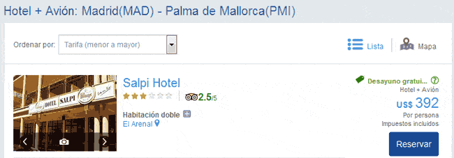 Madrid Mallorca vuelo mas hotel
