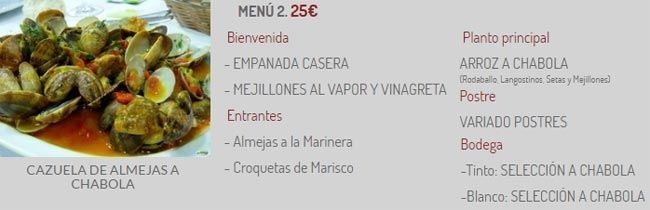 Menús para grupos en A Chabola