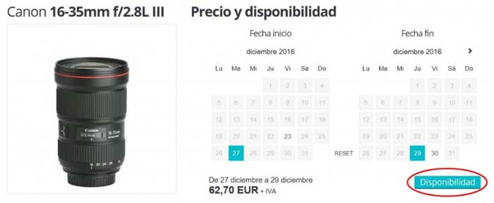 Alquiler de Cámaras fotográficas