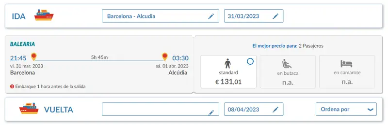 Viaje en ferry Barcelona a Mallorca